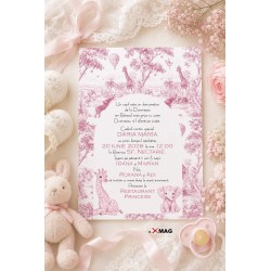 Invitatie botez animale roz